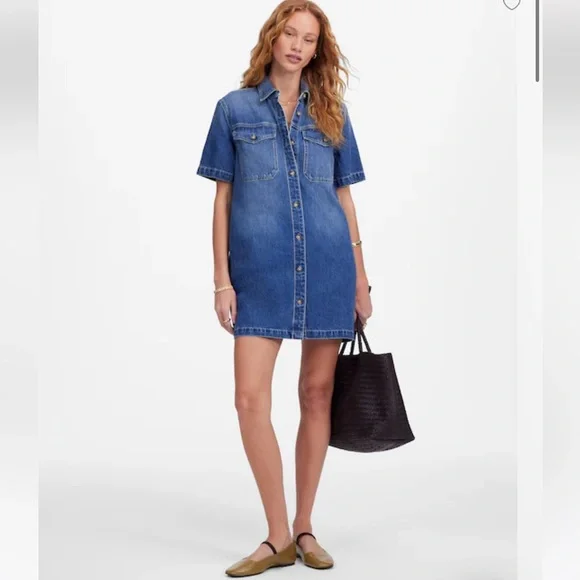 Madewell Denim Boxy Shirtdress in Demarco Wash size small - Picture 3 of 12